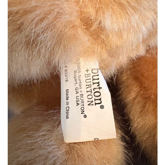 2005 BURTON AND BURTON 11" BROWN TEDDY BEAR PLUSH WITH RED BOW - Picture 4 of 4